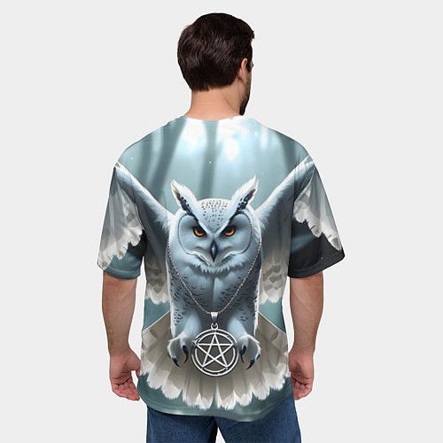 Мужская футболка оверсайз Лес и белая сова / 3D-принт – фото 4