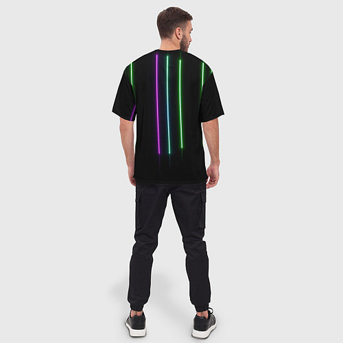 Мужская футболка оверсайз Neon stripes / 3D-принт – фото 4