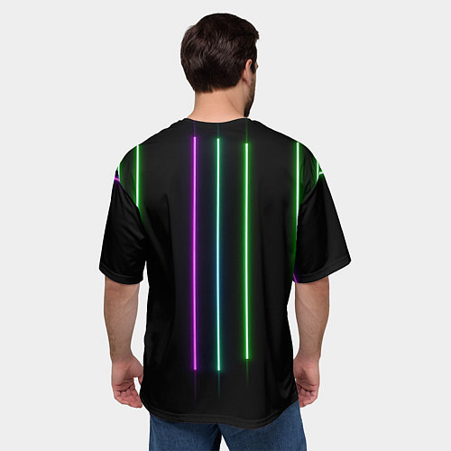 Мужская футболка оверсайз Neon stripes / 3D-принт – фото 4