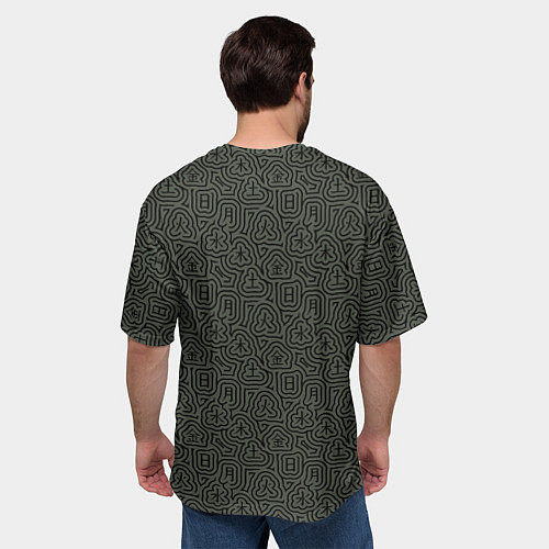 Мужская футболка оверсайз Лабиринтовый паттерн с днями недели иероглифами / 3D-принт – фото 4