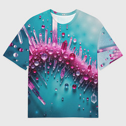 Мужская футболка оверсайз Розовые кристаллы