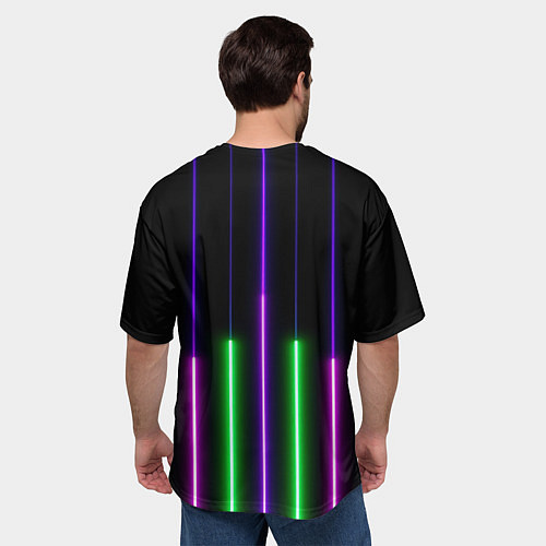 Мужская футболка оверсайз Color Purple green pink / 3D-принт – фото 4