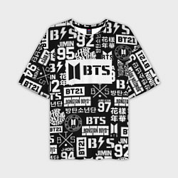 Футболка оверсайз мужская Bangtan Boys pattern black, цвет: 3D-принт