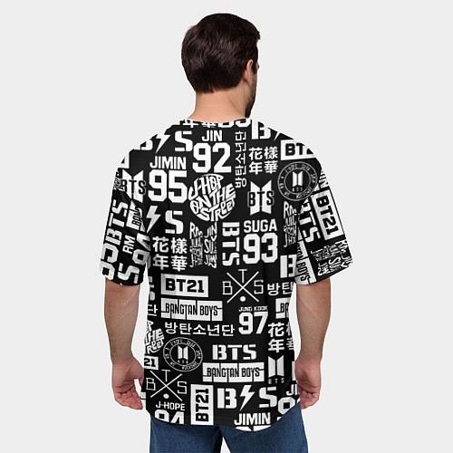 Мужская футболка оверсайз Bangtan Boys pattern black / 3D-принт – фото 4