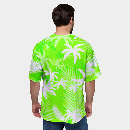 Мужская футболка оверсайз Кислотные тропики / 3D-принт – фото 4