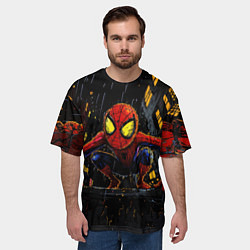 Футболка оверсайз мужская Маленький человек-паук с желтыми глазами, цвет: 3D-принт — фото 2