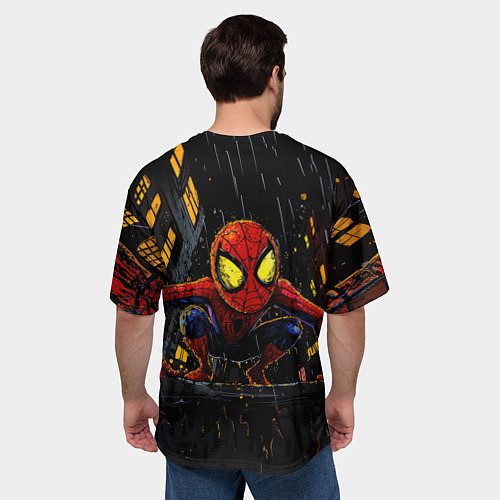 Мужская футболка оверсайз Маленький человек-паук с желтыми глазами / 3D-принт – фото 4