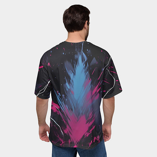 Мужская футболка оверсайз Человек-паук и розовая краска / 3D-принт – фото 4