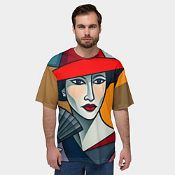 Футболка оверсайз мужская Дама с веером, цвет: 3D-принт — фото 2