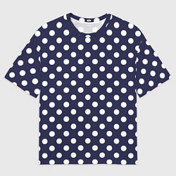 Футболка оверсайз мужская Синий в белый горошек, цвет: 3D-принт