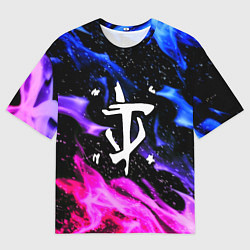 Футболка оверсайз мужская Doom flame neon, цвет: 3D-принт