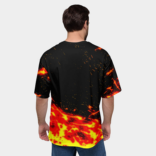 Мужская футболка оверсайз Doom огненное лого / 3D-принт – фото 4