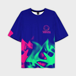 Футболка оверсайз мужская Nirvana fire neon, цвет: 3D-принт