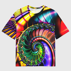 Мужская футболка оверсайз Фрактальный узор неоновый