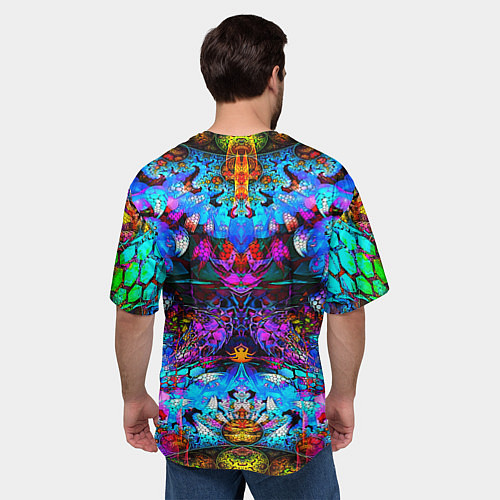 Мужская футболка оверсайз Абстракция стекло узор / 3D-принт – фото 4