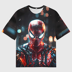 Футболка оверсайз мужская Человек-паук и вспышки света, цвет: 3D-принт