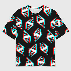 Мужская футболка оверсайз Skyrim glitch logo patten