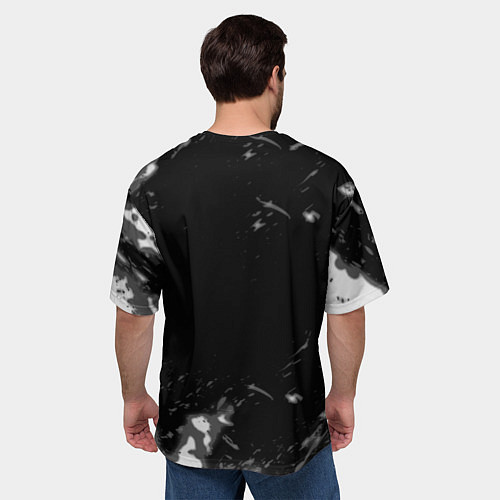 Мужская футболка оверсайз Ведьмак лого серые краски / 3D-принт – фото 4