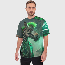 Футболка оверсайз мужская Cyperpunk zebra, цвет: 3D-принт — фото 2