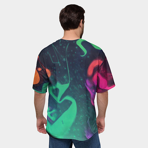 Мужская футболка оверсайз Бэтмен красочное небо / 3D-принт – фото 4