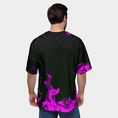 Мужская футболка оверсайз Quake fire neon / 3D-принт – фото 4