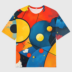 Мужская футболка оверсайз Динамичный красочный паттерн