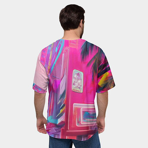 Мужская футболка оверсайз Бэтмен в розовом стиле / 3D-принт – фото 4