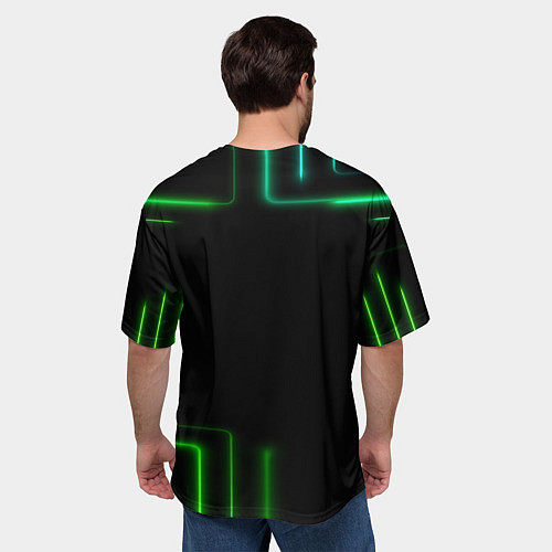 Мужская футболка оверсайз Black green color / 3D-принт – фото 4