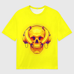 Футболка оверсайз мужская Yellow bananas skull - cyberpunk, цвет: 3D-принт