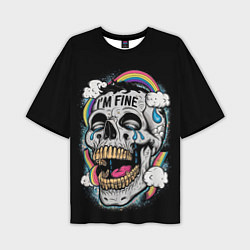 Футболка оверсайз мужская Skull and rainbow - im fine, цвет: 3D-принт