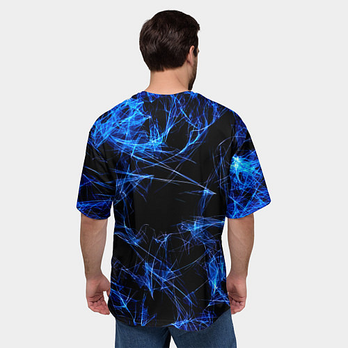 Мужская футболка оверсайз Monster energy искры дымы / 3D-принт – фото 4