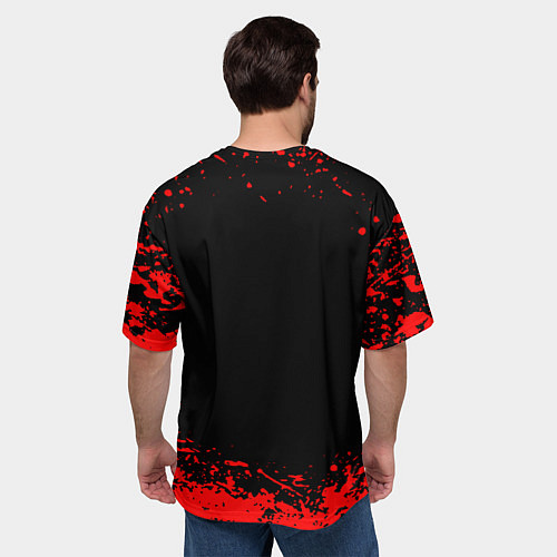 Мужская футболка оверсайз Ведьмак красные краски / 3D-принт – фото 4