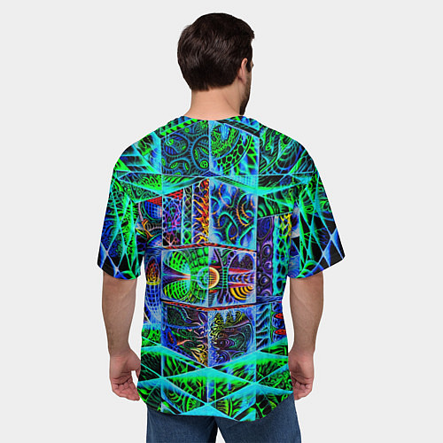 Мужская футболка оверсайз Психоделика узор кислотный / 3D-принт – фото 4
