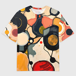 Футболка оверсайз мужская Абстракция с кругами и краской, цвет: 3D-принт