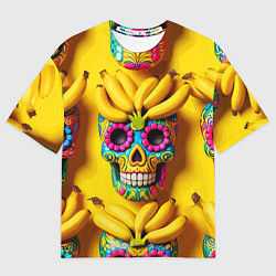 Футболка оверсайз мужская Мексиканские черепа и бананы - паттерн, цвет: 3D-принт