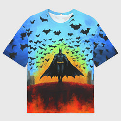 Футболка оверсайз мужская Бэтмен и летучие мыши, цвет: 3D-принт