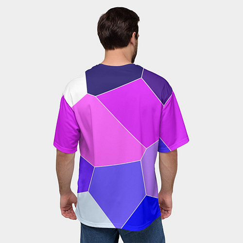Мужская футболка оверсайз Сине-розовый крупные фрагменты / 3D-принт – фото 4