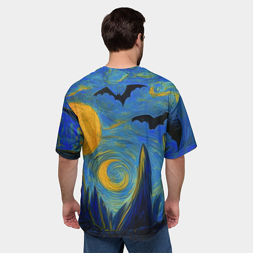 Мужская футболка оверсайз Бэтмен в стиле Ван-Гога / 3D-принт – фото 4