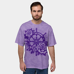 Футболка оверсайз мужская Штурвал в розах, цвет: 3D-принт — фото 2