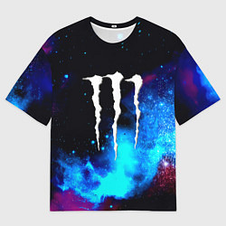 Футболка оверсайз мужская Monster energy космос, цвет: 3D-принт