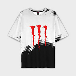 Футболка оверсайз мужская Monster energy чёрно белые краски, цвет: 3D-принт