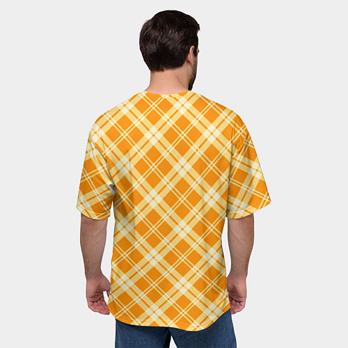 Мужская футболка оверсайз Жёлтый крупная клетка / 3D-принт – фото 4
