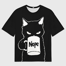 Футболка оверсайз мужская Angry black cat nope, цвет: 3D-принт