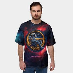 Футболка оверсайз мужская Космонавт сидит в луне, цвет: 3D-принт — фото 2