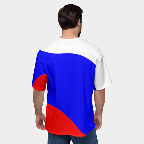 Мужская футболка оверсайз Россия волна и герб / 3D-принт – фото 4