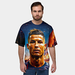 Футболка оверсайз мужская Криштиану Роналду в космосе, цвет: 3D-принт — фото 2