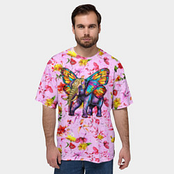 Футболка оверсайз мужская Слон с крыльями бабочки, цвет: 3D-принт — фото 2
