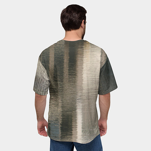 Мужская футболка оверсайз Размытые серо-бежевые полосы / 3D-принт – фото 4