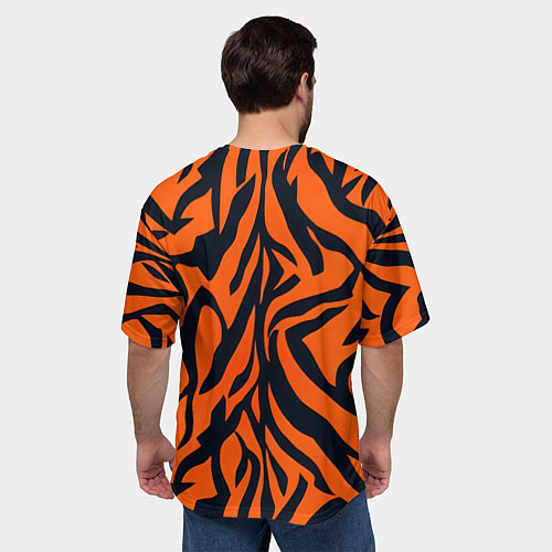 Мужская футболка оверсайз Расцветка тигра / 3D-принт – фото 4