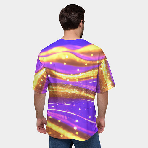 Мужская футболка оверсайз Блестящая волнистая текстура / 3D-принт – фото 4